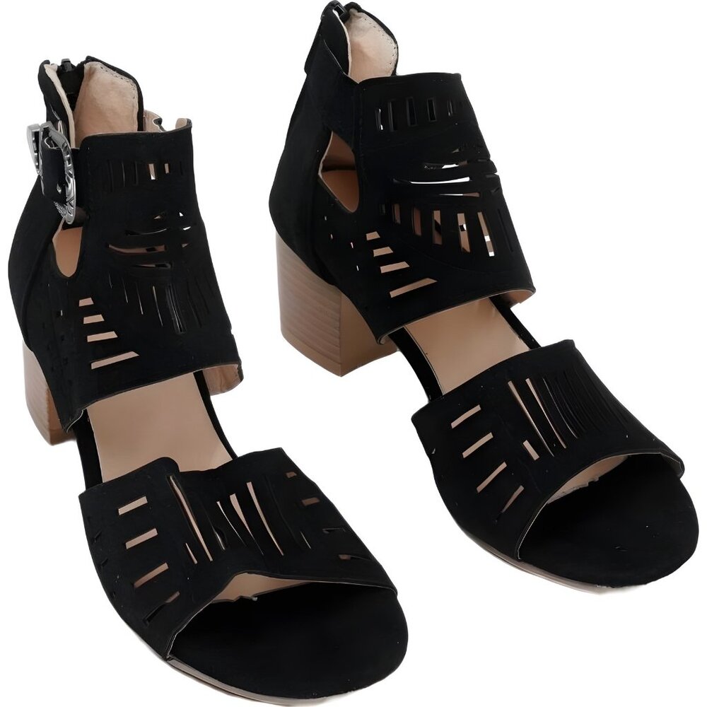 YASIRUN Black Cutout Heeled Sandals - Women's US 8